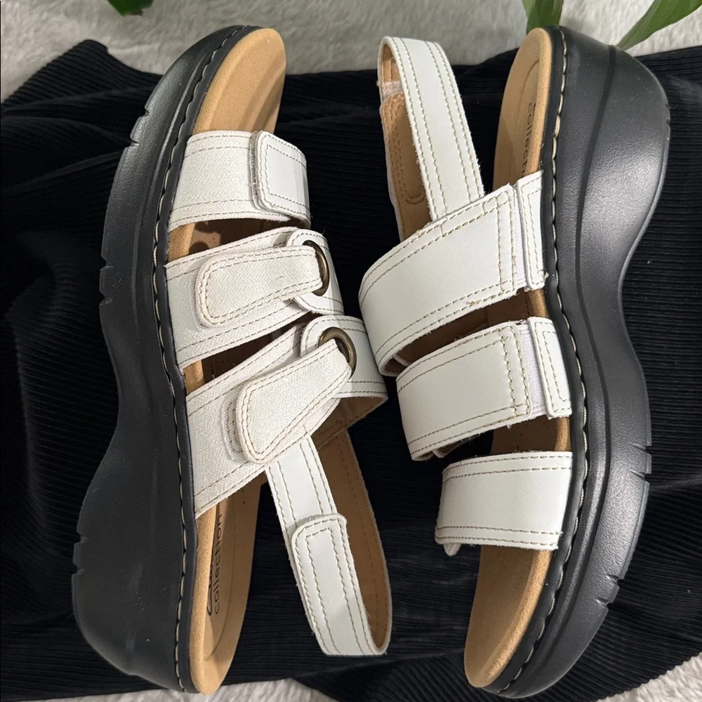 Clarks Collection Merliah 2 Bali White Faux Leather Sandal - Women's 8M / EU 39 - Picture 8 of 12